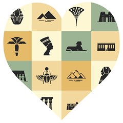 Egyptian Flat Style Icons Wooden Puzzle Heart by Bedest