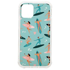 Beach Surfing Surfers With Surfboards Surfer Rides Wave Summer Outdoors Surfboards Seamless Pattern Iphone 12 Mini Tpu Uv Print Case	 by Bedest