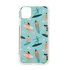 Beach Surfing Surfers With Surfboards Surfer Rides Wave Summer Outdoors Surfboards Seamless Pattern Iphone 11 Tpu Uv Print Case by Bedest