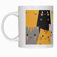 Seamless Pattern Cute Cat Cartoons White Mug by Bedest