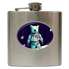 Bear Astronaut Futuristic Hip Flask (6 Oz) by Bedest