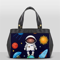 Boy Spaceman Space Rocket Ufo Planets Stars Oversize Office Handbag (2 Sides) by Ndabl3x