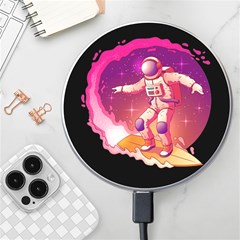 Astronaut Spacesuit Standing Surfboard Surfing Milky Way Stars Wireless Fast Charger(white) by Ndabl3x