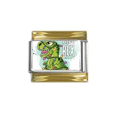 Dinosaur T-rex Dino Tyrannasaurus Gold Trim Italian Charm (9mm) by Sarkoni