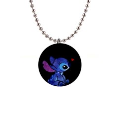 Stitch Love Cartoon Cute Space 1  Button Necklace by Bedest