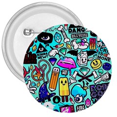 Graffiti Pop Art Crazy Retro 3  Buttons by Bedest