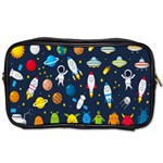 Big Set Cute Astronauts Space Planets Stars Aliens Rockets Ufo Constellations Satellite Moon Rover V Toiletries Bag (Two Sides) Front