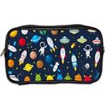 Big Set Cute Astronauts Space Planets Stars Aliens Rockets Ufo Constellations Satellite Moon Rover V Toiletries Bag (Two Sides) Back