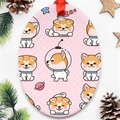 Set Kawaii Smile Japanese Dog Akita Inu Cartoon Ornament (oval) by Hannah976