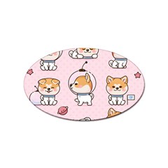 Set Kawaii Smile Japanese Dog Akita Inu Cartoon Sticker Oval (10 Pack) by Hannah976