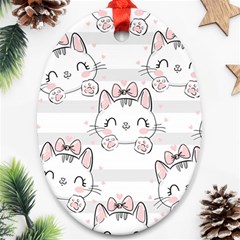 Cat With Bow Pattern Ornament (oval) by Hannah976