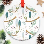 Pattern Sloth Woodland Round Ornament (Two Sides) Back