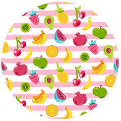 Tropical Fruits Berries Seamless Pattern Wooden Bottle Opener (round) by Ravend