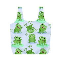 Cute Green Frogs Seamless Pattern Full Print Recycle Bag (m) by Ravend