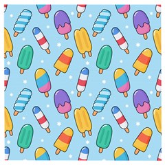 Cute Kawaii Ice Cream Seamless Pattern Wooden Puzzle Square by Apen