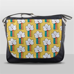 Smile Cloud Rainbow Pattern Yellow Messenger Bag by Apen