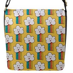 Smile Cloud Rainbow Pattern Yellow Flap Closure Messenger Bag (s) by Apen