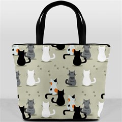 Cute Cat Seamless Pattern Bucket Bag by Ravend