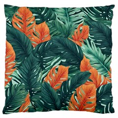 Green Tropical Leaves Standard Premium Plush Fleece Cushion Case (one Side) by Jack14