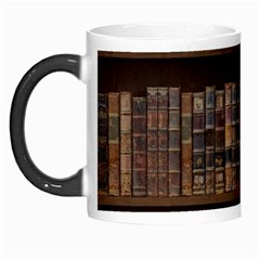 Old Bookshelf Orderly Antique Books Morph Mug by Cendanart