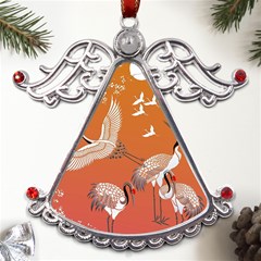 Japanese Crane Painting Of Birds Metal Angel With Crystal Ornament by Cendanart