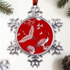 Japanese Crane Bird Art Metal Large Snowflake Ornament by Cendanart