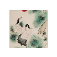 Japanese Crane Painting Of Bird Satin Bandana Scarf 22  X 22  by Cendanart