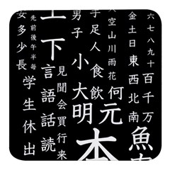 Japanese Basic Kanji Anime Dark Minimal Words Square Glass Fridge Magnet (4 Pack) by Bedest