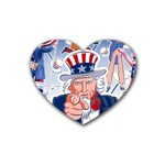 Independence Day United States Of America Rubber Heart Coaster (4 pack) Front