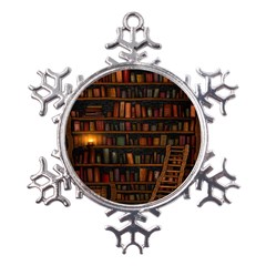 Books Library Metal Large Snowflake Ornament by Ket1n9