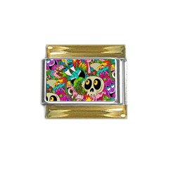 Crazy Illustrations & Funky Monster Pattern Gold Trim Italian Charm (9mm) by Ket1n9