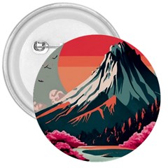 Mountain Landscape Sky Fuji Nature 3  Buttons by Cendanart