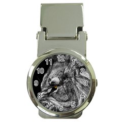 Angry Male Lion Roar Wild Animal Money Clip Watches by Cendanart