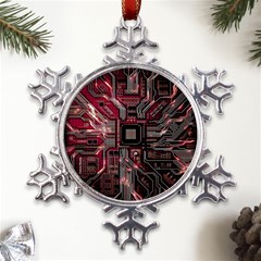 Chip Retro Technology Metal Large Snowflake Ornament by Cendanart