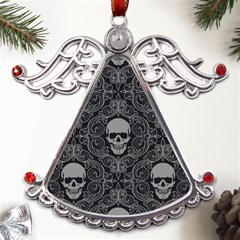 Dark Horror Skulls Pattern Metal Angel With Crystal Ornament by Ket1n9