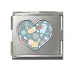 Cute Cat Background Pattern Mega Link Heart Italian Charm (18mm) Front