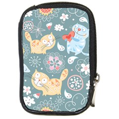 Cute Cat Background Pattern Compact Camera Leather Case by Ket1n9