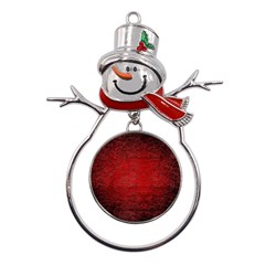 Red Grunge Texture Black Gradient Metal Snowman Ornament by Ket1n9