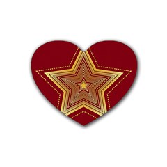 Christmas Star Seamless Pattern Rubber Heart Coaster (4 Pack) by Ket1n9