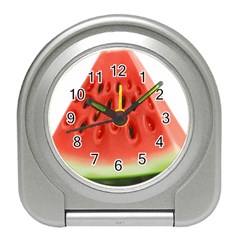 Seamless Background With Watermelon Slices Travel Alarm Clock by Ket1n9