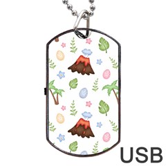 Cute Palm Volcano Seamless Pattern Dog Tag Usb Flash (one Side) by Ket1n9