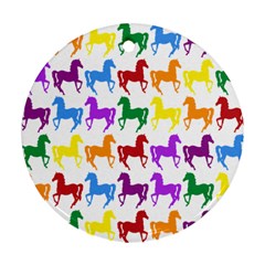 Colorful Horse Background Wallpaper Round Ornament (two Sides) by Hannah976