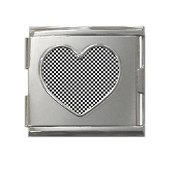 Black And White Checkerboard Background Board Checker Mega Link Heart Italian Charm (18mm) by Hannah976