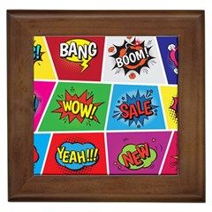 Pop Art Comic Vector Speech Cartoon Bubbles Popart Style With Humor Text Boom Bang Bubbling Expressi Framed Tile by Hannah976