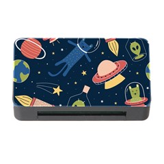 Seamless Pattern With Funny Alien Cat Galaxy Memory Card Reader With Cf by Ndabl3x