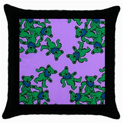 Grateful Dead Bears Throw Pillow Case (black) by Cendanart