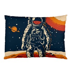 Vintage Retro Space Posters Astronaut Pillow Case (two Sides) by Sarkoni