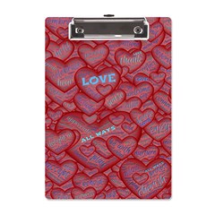 Love Hearts Valentine Red Symbol A5 Acrylic Clipboard by Paksenen