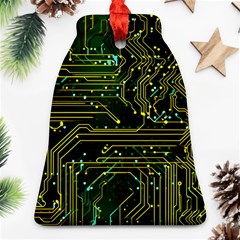 Circuits Circuit Board Yelow Ornament (bell) by Ndabl3x