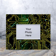 Circuits Circuit Board Yelow White Tabletop Photo Frame 4 x6  by Ndabl3x